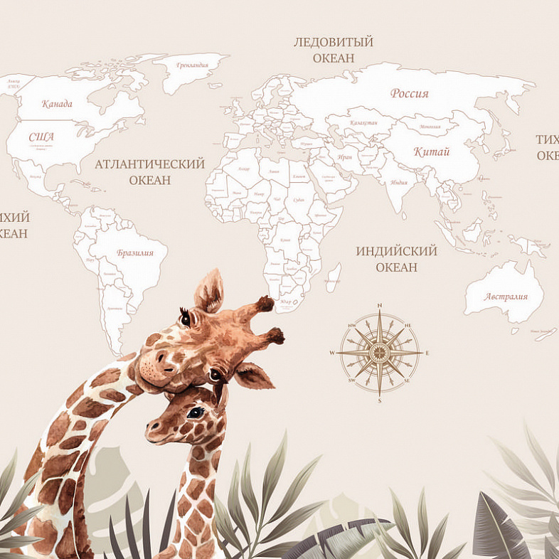 Карта с Жирафиками мнеобои
