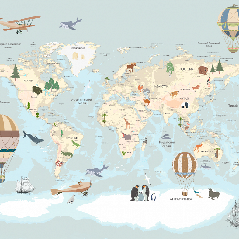 Карта с самолетами мнеобои