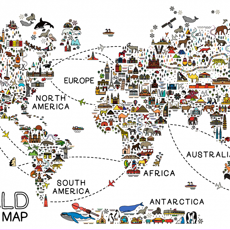 Мировая карта для путешествий мнеобои